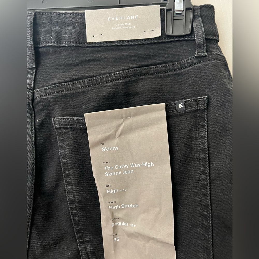 Everlane, The Curvy Way-High Jean, Black, 35, Skinny